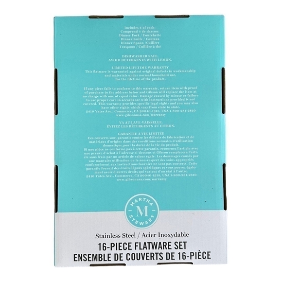 NIB Martha Stewart Garden Cottage 16pc Stainless Steel Flatware Set - Picture 2 of 3